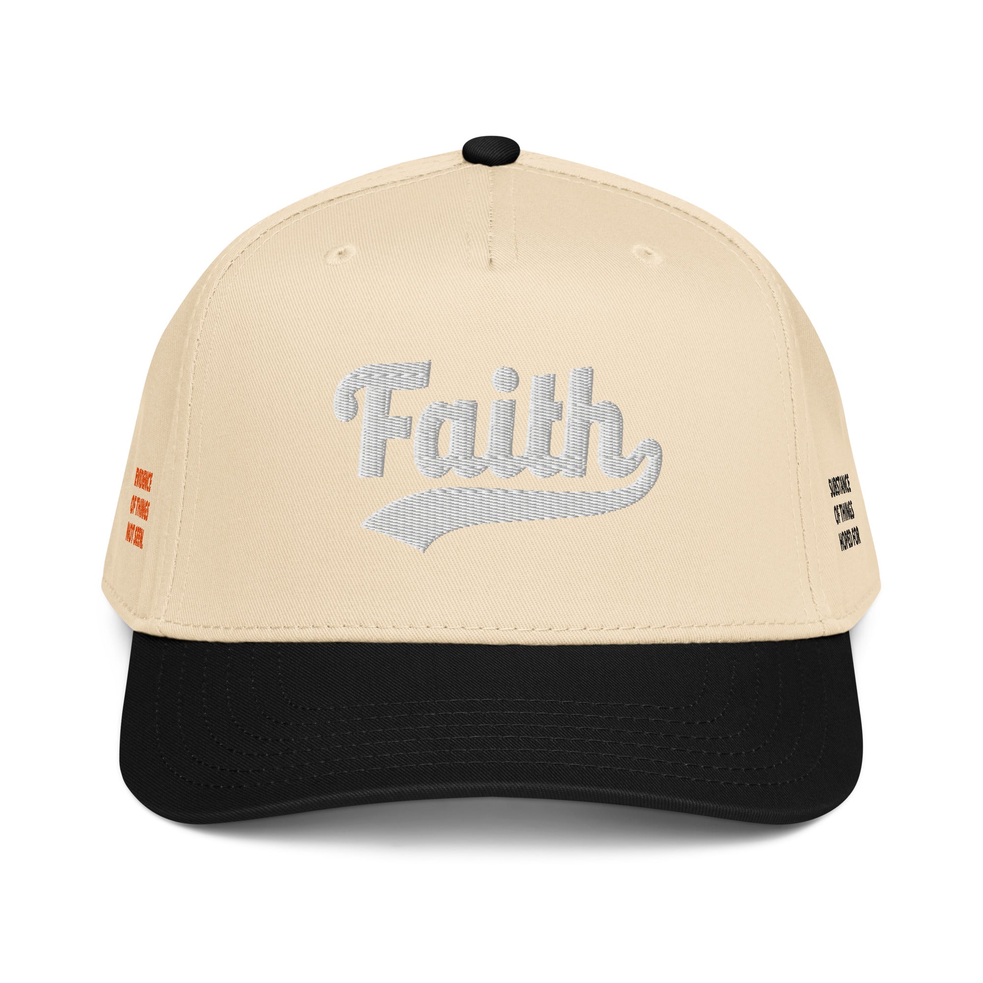 Faith (Hebrews 11:1) Otto Cap - Orange/White Stitch