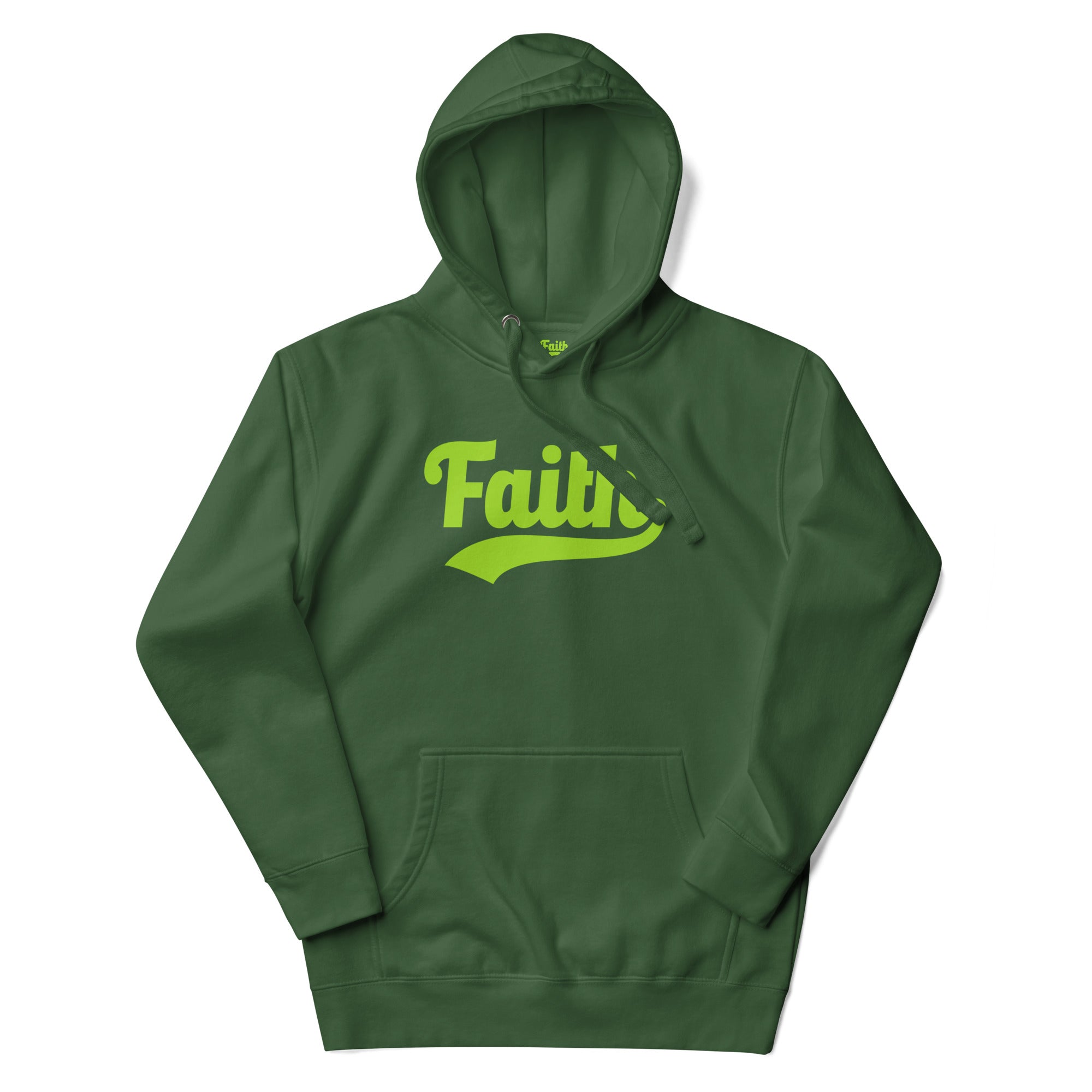 Faith Hoodie - Green with Lime Green Logo