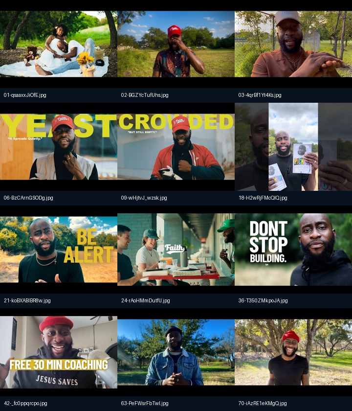 A contact sheet of permissioned Mike Jaja source thumbnails from public teaching videos.